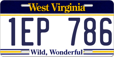 WV license plate 1EP786