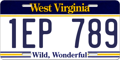 WV license plate 1EP789
