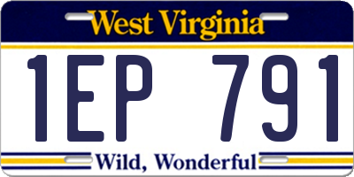 WV license plate 1EP791