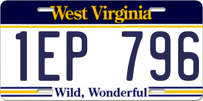 WV license plate 1EP796