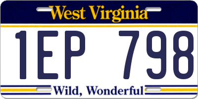 WV license plate 1EP798