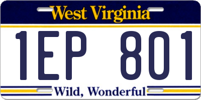 WV license plate 1EP801
