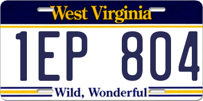 WV license plate 1EP804