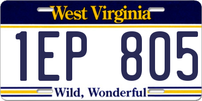 WV license plate 1EP805