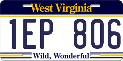 WV license plate 1EP806