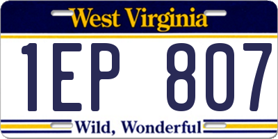 WV license plate 1EP807