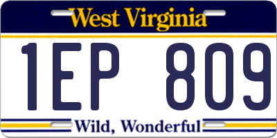 WV license plate 1EP809