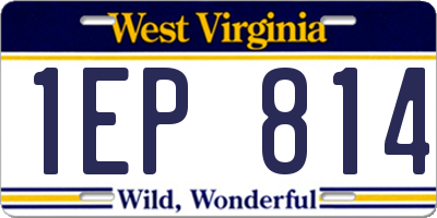 WV license plate 1EP814