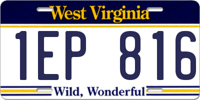 WV license plate 1EP816
