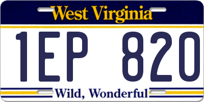 WV license plate 1EP820