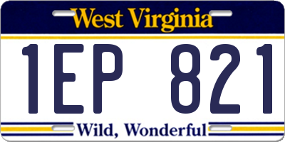 WV license plate 1EP821