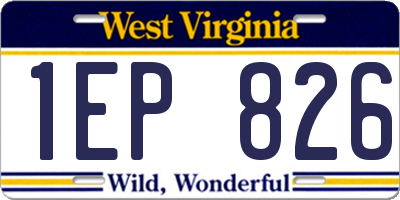 WV license plate 1EP826