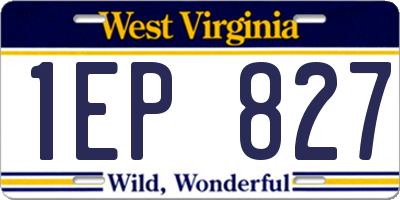 WV license plate 1EP827
