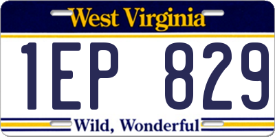 WV license plate 1EP829