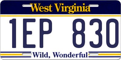 WV license plate 1EP830