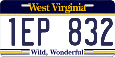 WV license plate 1EP832