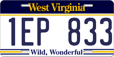 WV license plate 1EP833