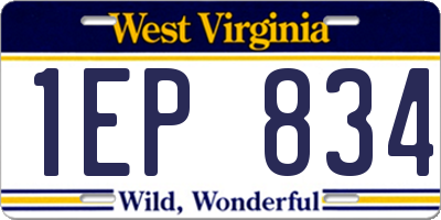 WV license plate 1EP834