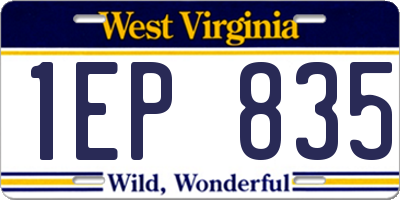 WV license plate 1EP835