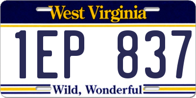 WV license plate 1EP837