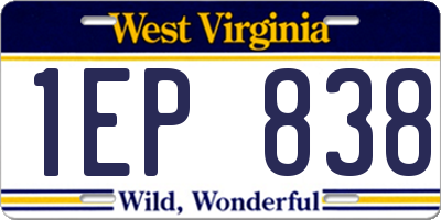 WV license plate 1EP838