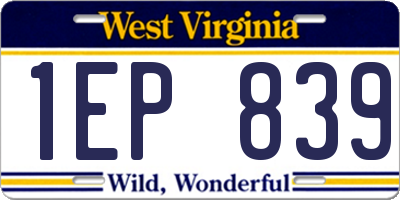 WV license plate 1EP839