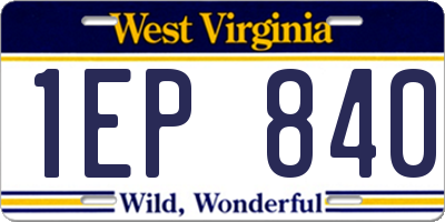 WV license plate 1EP840