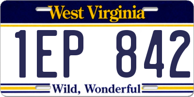WV license plate 1EP842