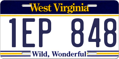 WV license plate 1EP848