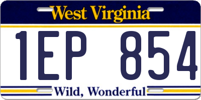 WV license plate 1EP854