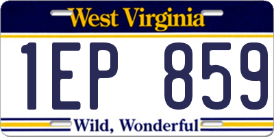 WV license plate 1EP859
