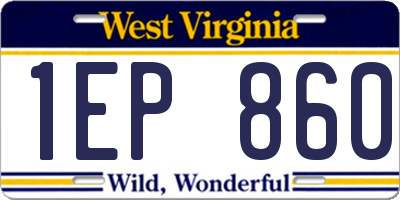 WV license plate 1EP860