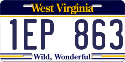 WV license plate 1EP863