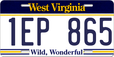 WV license plate 1EP865