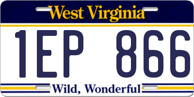 WV license plate 1EP866