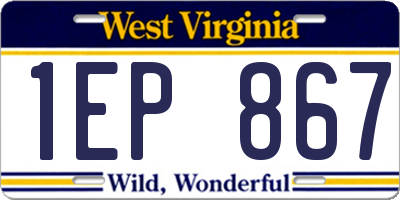 WV license plate 1EP867