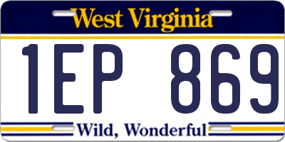 WV license plate 1EP869