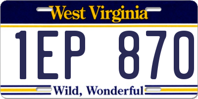 WV license plate 1EP870