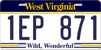 WV license plate 1EP871