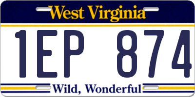 WV license plate 1EP874