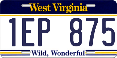 WV license plate 1EP875