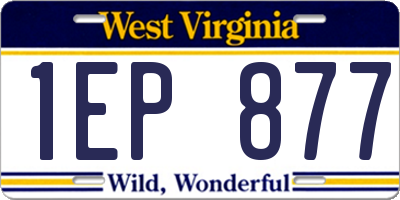 WV license plate 1EP877