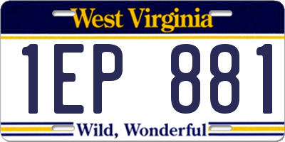 WV license plate 1EP881