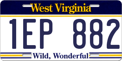 WV license plate 1EP882