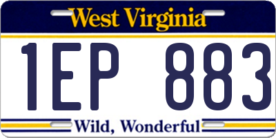 WV license plate 1EP883
