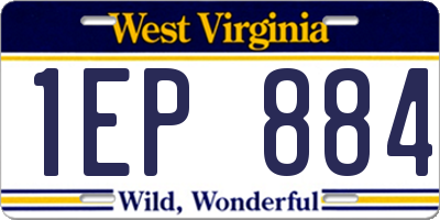 WV license plate 1EP884