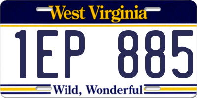 WV license plate 1EP885