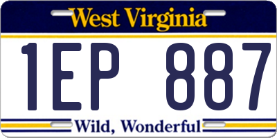 WV license plate 1EP887