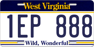WV license plate 1EP888