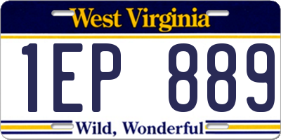 WV license plate 1EP889